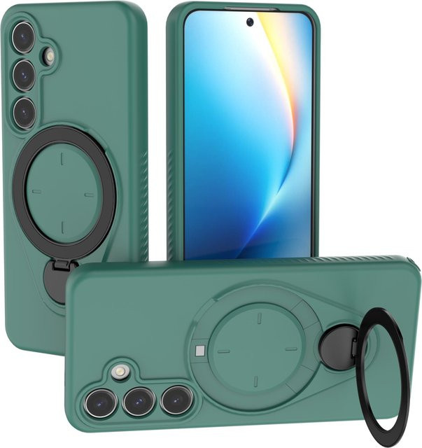 Magnetische Ringständer-Schutzhülle für Samsung Galaxy S25 S24 S23 Ultra Plus mit 360 Grad drehbarer Funktion und MagSafe Kompatibilität in Grün - Bild 1