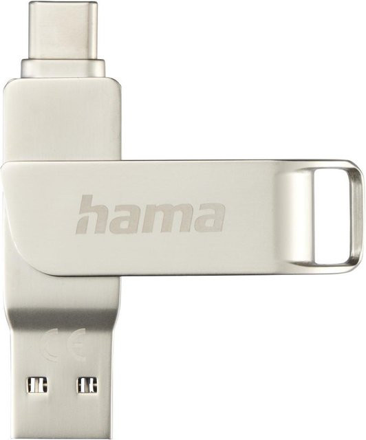 Hama USB-Stick C-Rotate Pro mit USB-C und USB-A Anschluss, 32 GB, Silber - Bild 1