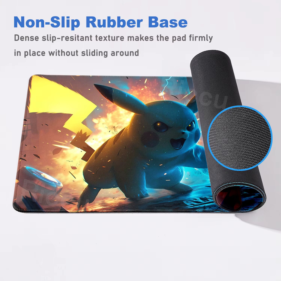Potdemiel Gaming Mauspad Pikachu Japan Anime Design, Bunte Schreibtischunterlage für PC und Laptop, Mehrfarbig - Bild 4