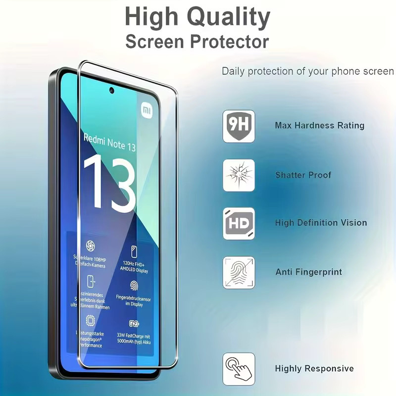 3er-Set Displayschutzfolie aus gehärtetem Glas für Xiaomi Redmi Note 13 Pro 5G, transparent - Bild 3