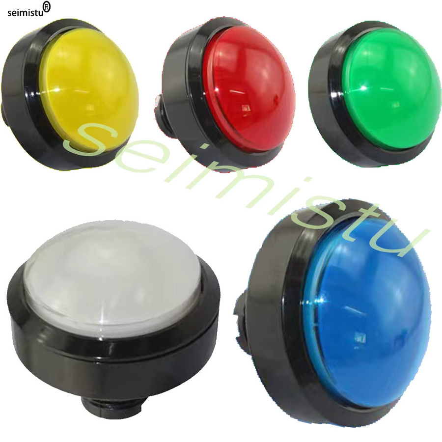 Seimistu Arcade-Taste LED-Lichtlampe, runder Videospiel-Drucktastenschalter mit LED-Beleuchtung, Durchmesser: 6 cm, Farben: Blau oder Mehrfarbig - Bild 2