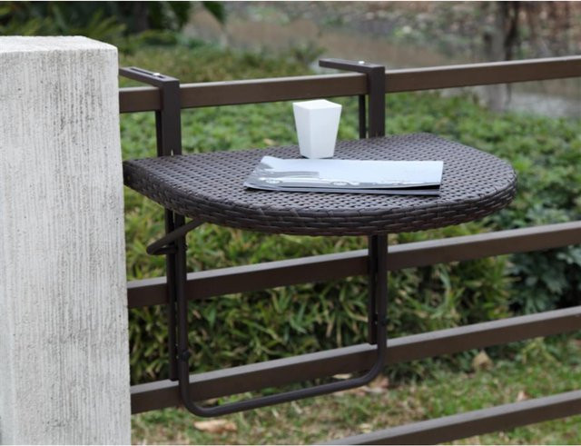 Garden Pleasure Balkon-Hängetisch Agra klappbar in Braun mit Aluminium-Tischplatte B/T/H: 60 x 50 x 43 cm - Bild 2