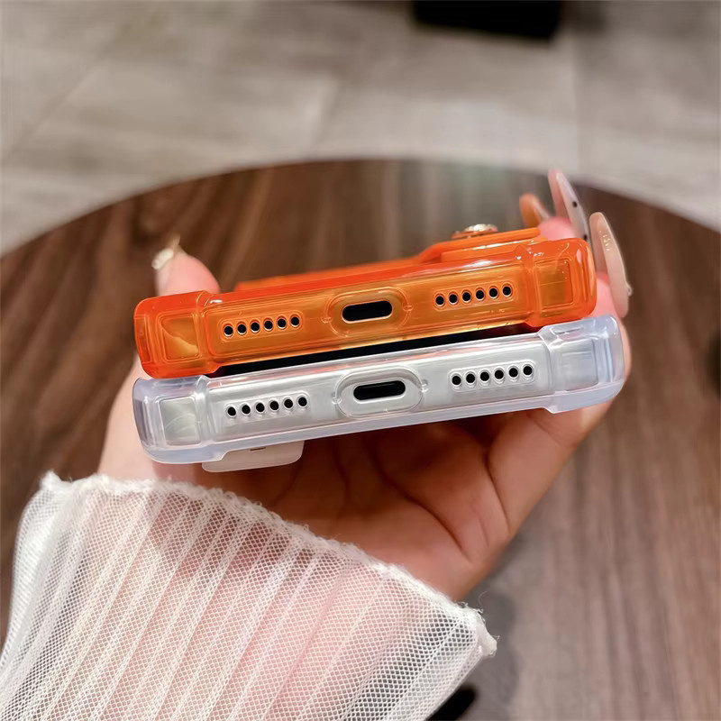 NMEGOU Transparente Stoßfeste Handyhülle mit Handgelenkband für iPhone Modelle, Weiche Schutzhülle in Transparent und Schwarz - Bild 1