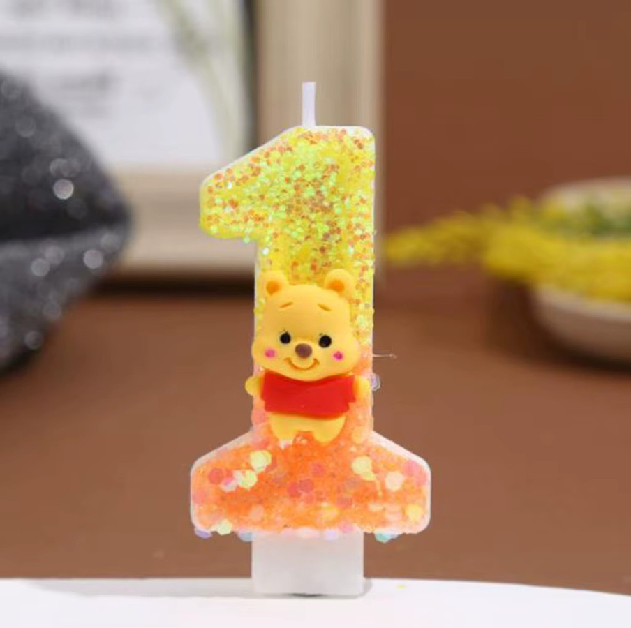 Winnie the Pooh Geburtstagskerzen für Kuchen und Cupcakes mit Zahlen 0-9 in Gelb von Potdemiel - Bild 2