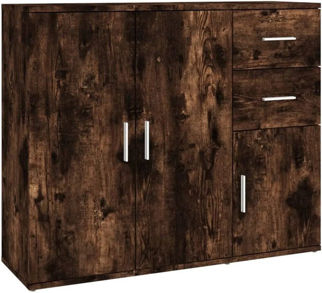 vidaXL Sideboard in Räuchereiche, Farbe Braun, Holzwerkstoff, B/T/H: 91 x 29,5 x 75 cm - Bild 1