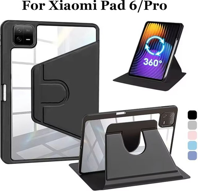 Xiaomi Pad 6 11 Zoll 360 Grad drehbare Acryl-Hülle in Transparent mit Stifthalter und stoßfestem Schutz - Bild 1
