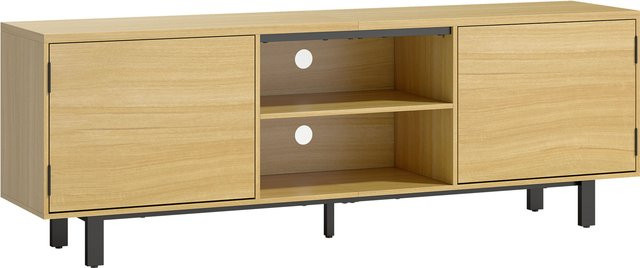 HOMCOM TV-Möbel in Naturholz-Optik mit Metallfüßen, TV-Schrank für Fernseher bis 165,1 cm, Breite: 160 cm - Bild 1