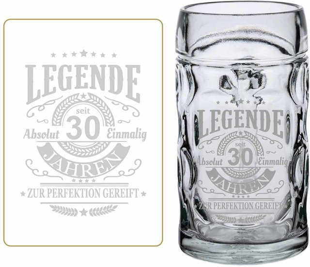 LUXENTU Bierkrug mit Gravur Legende seit 30 Jahren, transparent, 0,5 l - Bild 1