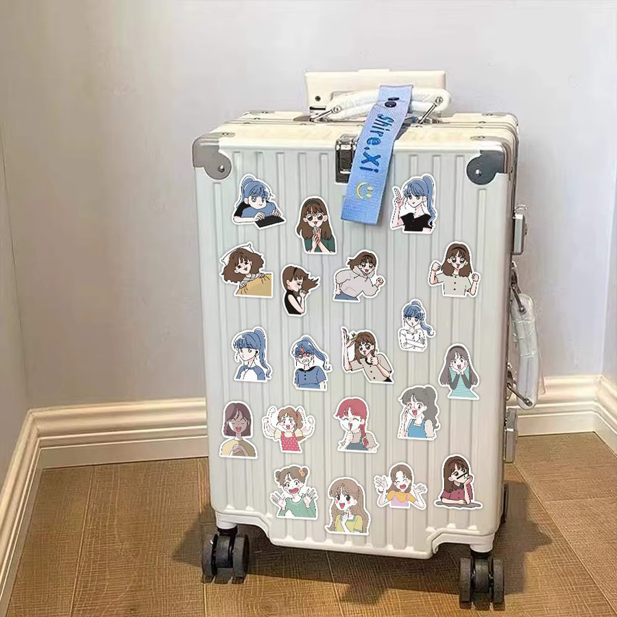 62er Set süße Mädchen Aufkleber in Multicolour für Handyhüllen, Notebook und Helme von BulingBulingStickers Store - Bild 5