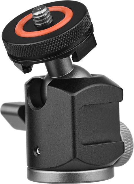 Andoer 2-in-1 Mini Kugelkopf Halterung mit 1/4 Zoll Schraube, 360 Grad drehbar, Schwarz - Bild 1