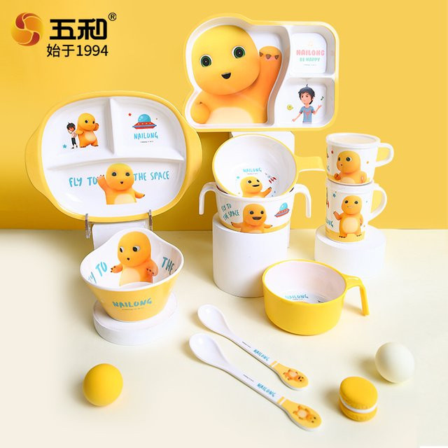 Nailong Kindergeschirr Set aus Melamin mit Anime-Design bestehend aus Reisschüssel, Speiseteller und Tasse in kindgerechter Ausführung - Bild 1