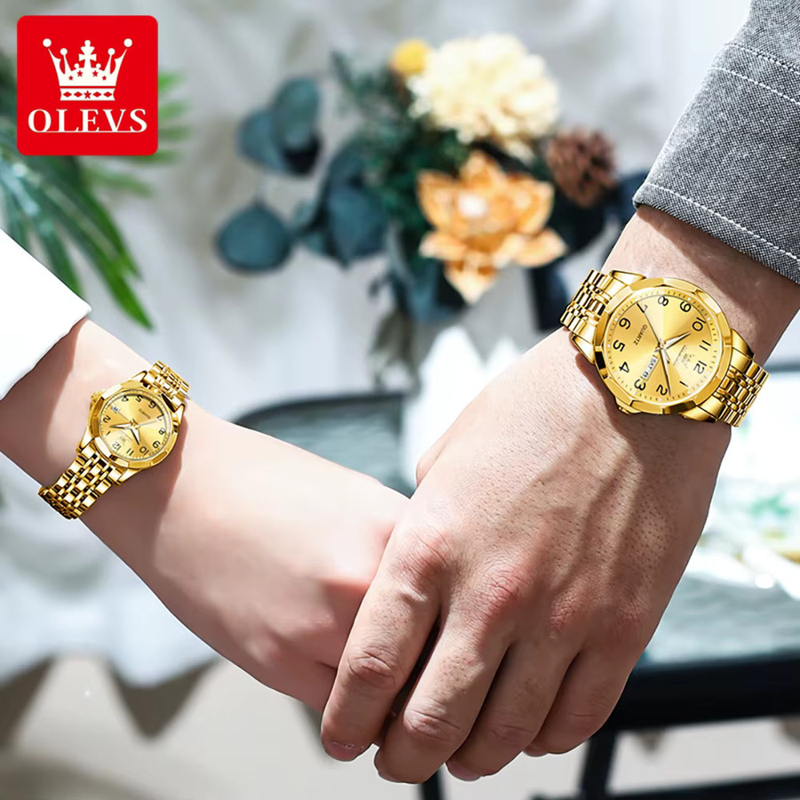 Olevs Armbanduhr Paar, Quarz, Edelstahl, Weiß, Unisex - Bild 1