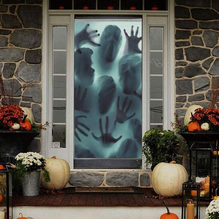 Halloween Horror Glasfensteraufkleber Flower 01 aus transparentem PVC für Party und Festival Deko
