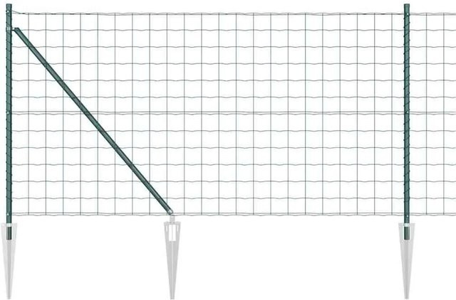 vidaXL Zaun mit Pfosten aus Stahl in Grün, B: 10 m, H: 1 m - Bild 1