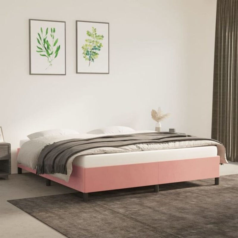 Vidaxl Polsterbett aus Samt und Holzwerkstoff in Rosa, B/T/H: 180 x 200 cm - Bild 1