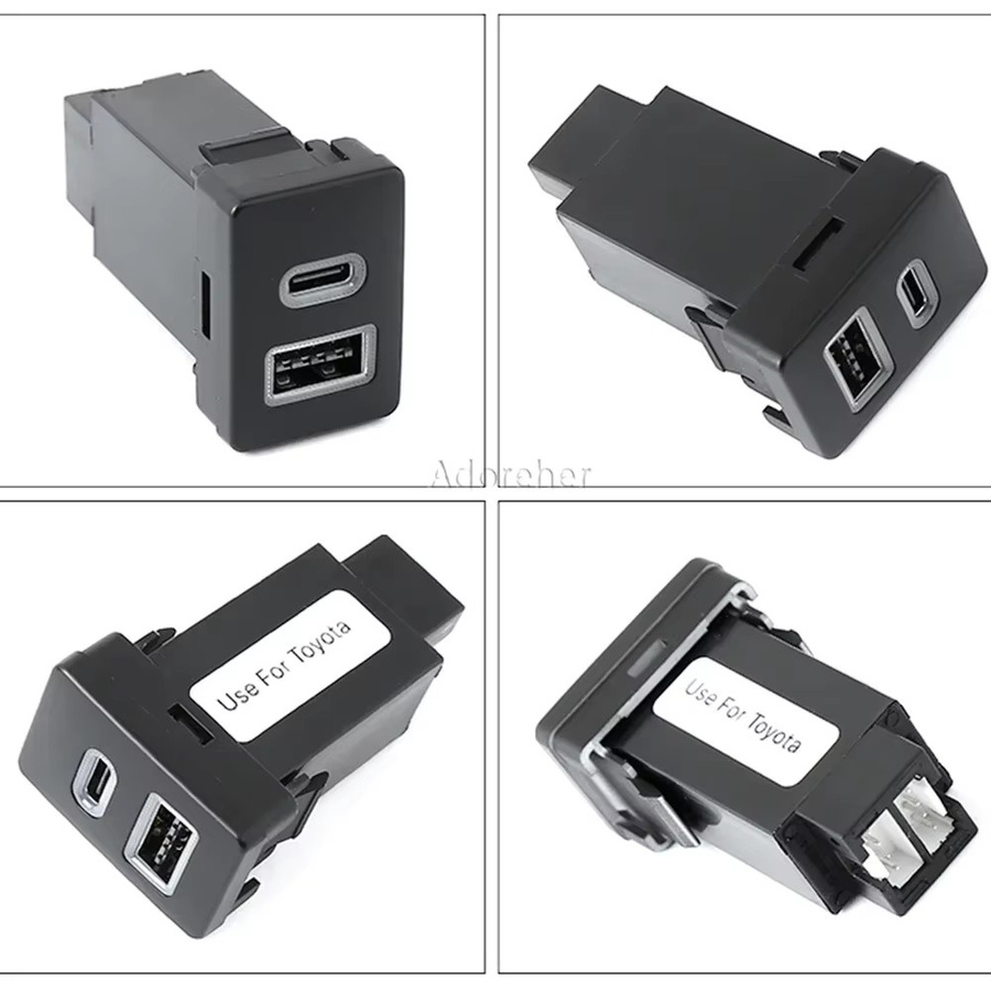 Dual USB PD Typ C Auto Ladegerät mit QC 3.0 für Toyota LC120 Prado, 12V Power Adapter in Schwarz - Bild 3