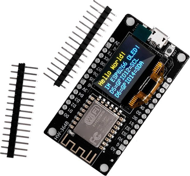 ESP-12F NodeMCU ESP8266 WiFi Entwicklungsboard mit 0,96 Zoll OLED-Display und CH340G in Schwarz mit USB-C Anschluss - Bild 1