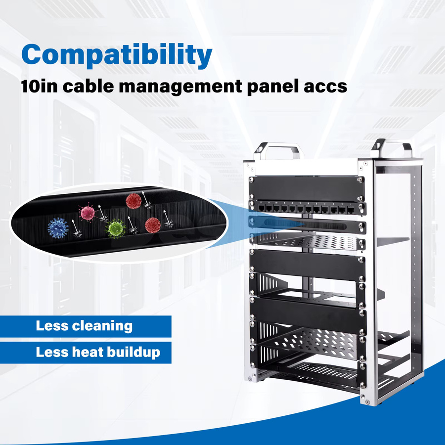 DeskPi RackMate 10-Zoll-Rackregal 0,5U für T0/T1-Serverschränke, Schwarz - Bild 4