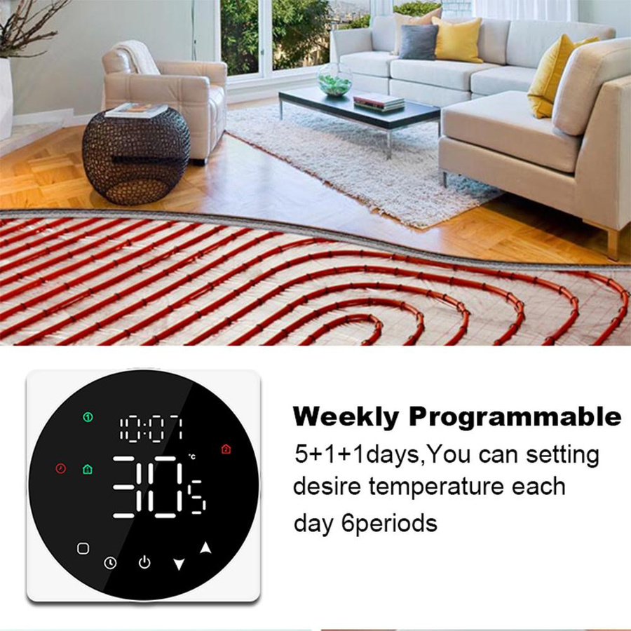 KONNWEI Smart Temperaturregler mit LCD-Anzeige und Touchscreen, Wi-Fi Thermostat für Wasser- und Gas-Kesselgeräte, weiß - Bild 6