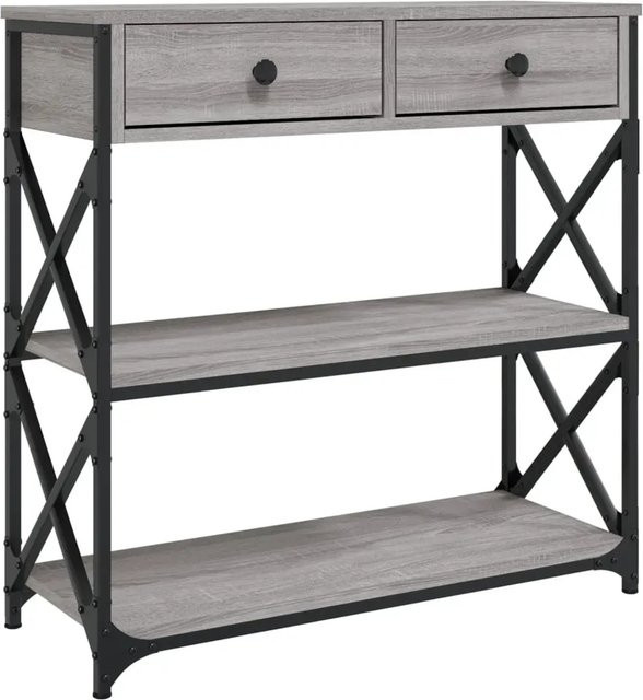 vidaXL Konsolentisch in Grau Sonoma aus Holzwerkstoff und Metall mit industrieller Note, B/T/H: 75 x 28 x 75 cm - Bild 1