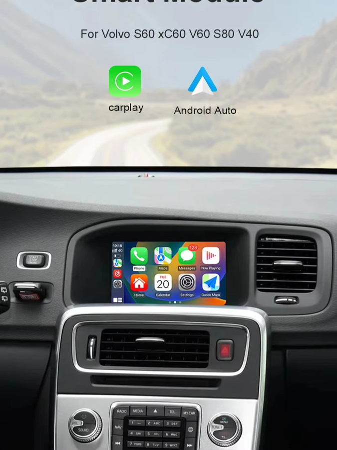 AUTOABC Multimedia-Box für Volvo V40 2011-2018, XC60 und S60L mit 7 Zoll Interface, kabelloses CarPlay, Android Auto, Mirror Link, AirPlay, Rückfahrkamera, Siri, GPS und Bluetooth in Schwarz - Bild 5
