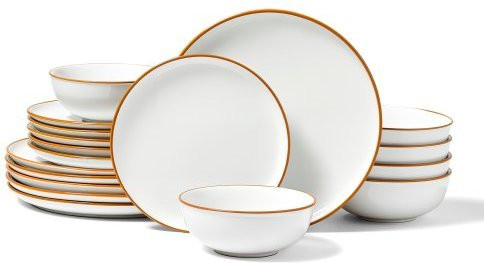 VEVOR Geschirrset aus Keramik für 6 Personen, 18-teiliges Dinnerware Set in Weiß, spülmaschinen- und mikrowellengeeignet - Bild 1