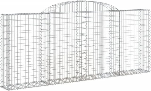 7er Set vidaXL Gabionen mit Hochbogen aus verzinktem Eisen in Silber, B: 300 cm, T: 30 cm, H: 120 bis 140 cm - Bild 1