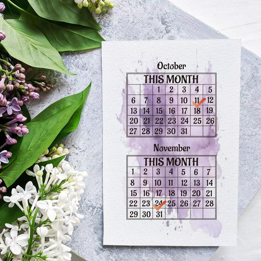 Transparenter Silikonstempel Kalenderplaner für Scrapbooking und Kartenherstellung mit Monatsnummer, Datum und Uhrzeit - Bild 3