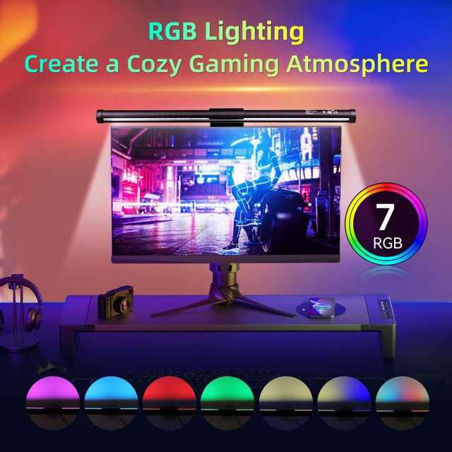 CHENBEN LED Monitor Lampe mit RGB, dimmbare Schreibtischlampe in Schwarz für Home Office und PC-Bildschirm - Bild 1