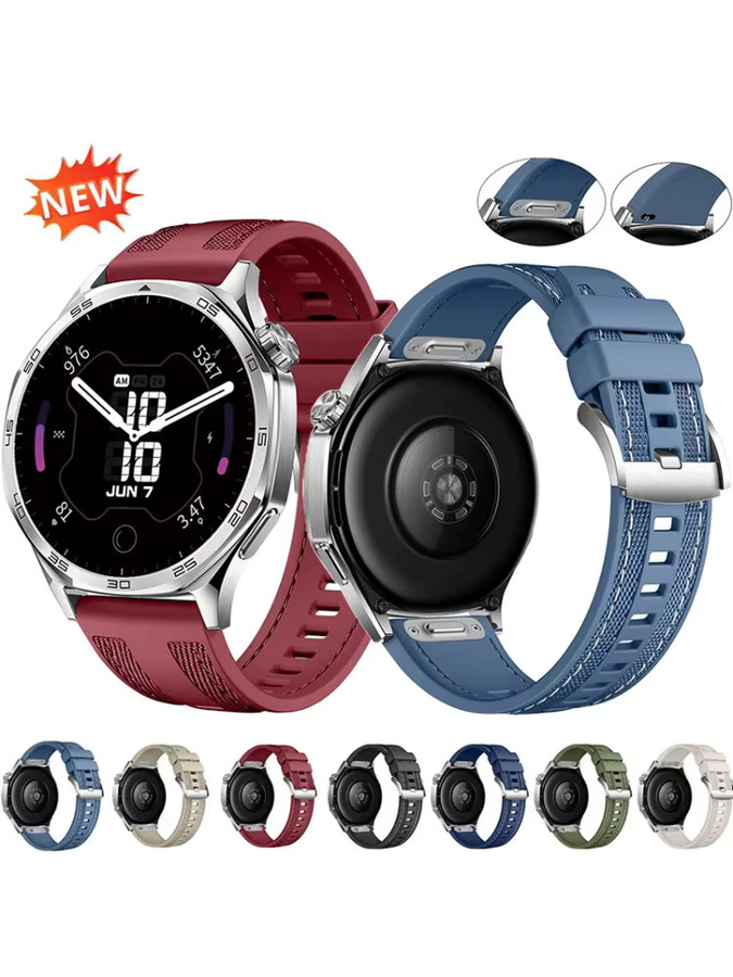 CAOWTAN Uhrenarmband Silikon-Nylon, 22 mm, Schwarz, Unisex - Bild 6