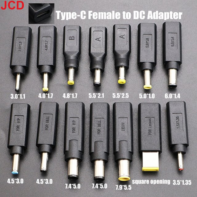 JCD USB Typ-C auf DC Power Adapter Konverter in Schwarz für Lenovo, HP und Dell - Bild 1