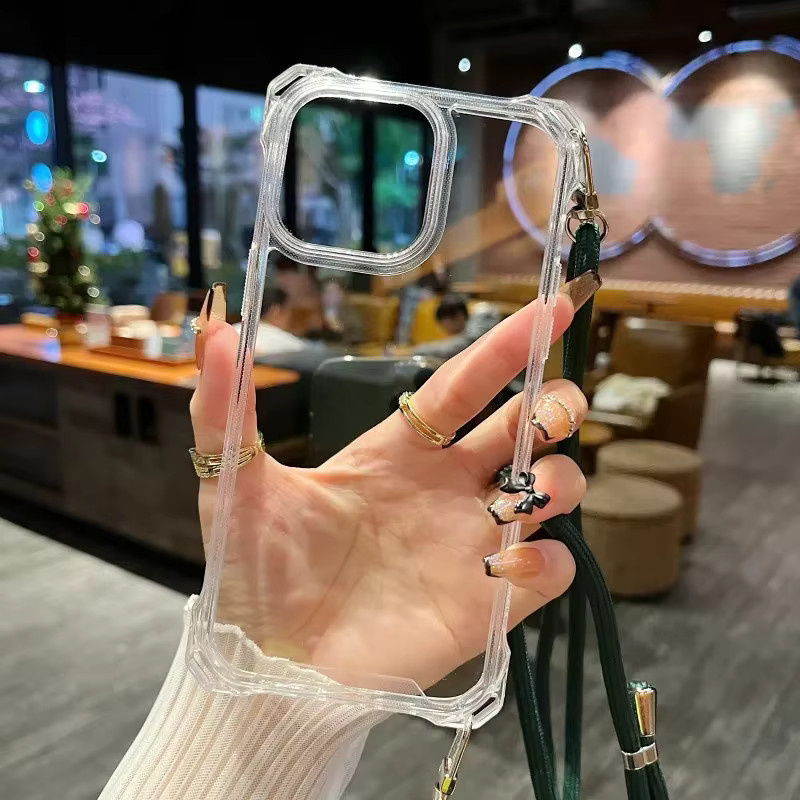 Stoßfeste transparente Hülle für Samsung Galaxy S26 S25 Ultra S24 FE S23 Plus S22 S21 A36 mit Umhängeband und Halsriemen in Purple - Bild 3