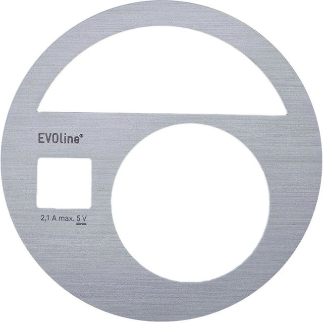 EVOline Circle80 Dekorblende für Einbausteckdose in Silber mit Edelstahl-Effekt - Bild 1