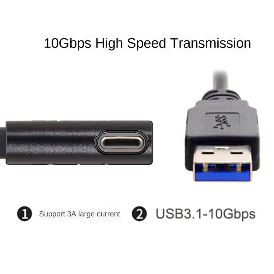 RGEEK USB-A auf USB-C Datenkabel mit 90 Grad Ellenbogen-Link für Meta Quest 2, Quest 3 und Quest 3S, Schwarz - Bild 3