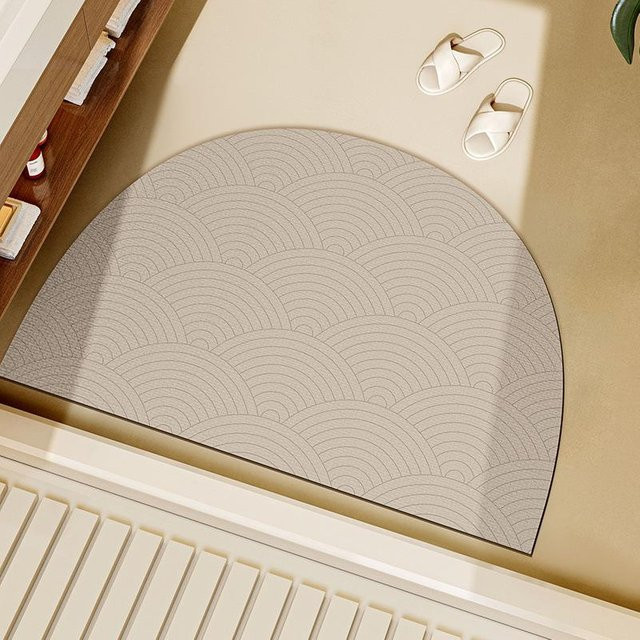 Wasabi-Wind halbkreisförmige Badezimmer-Fußmatte von Yiran Health & Beauty, wasserabsorbierend, schnelltrocknend und rutschfest, Farbe: Beige, B/T: 60 x 40 cm - Bild 1