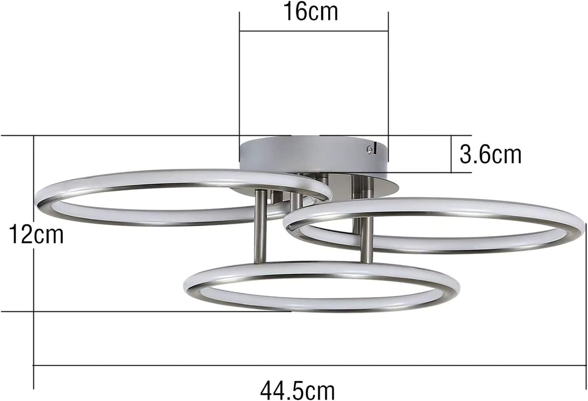 Nettlife LED Deckenleuchte in modernem Ringdesign, Weiß, 41 W, Warmweiß 3000 K, aus Aluminium und Metall - Bild 3