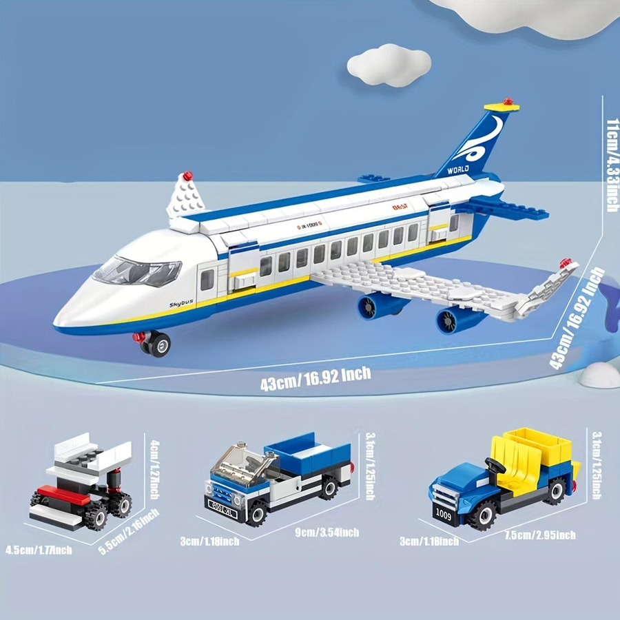 Yiran toy Militärflugzeug Bausteine Transport blau 6-12 Jahre - Bild 2