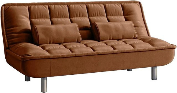 Vente-unique Schlafsofa Mishan in Braun mit Microfaser und Metallrahmen, Breite: 190 cm