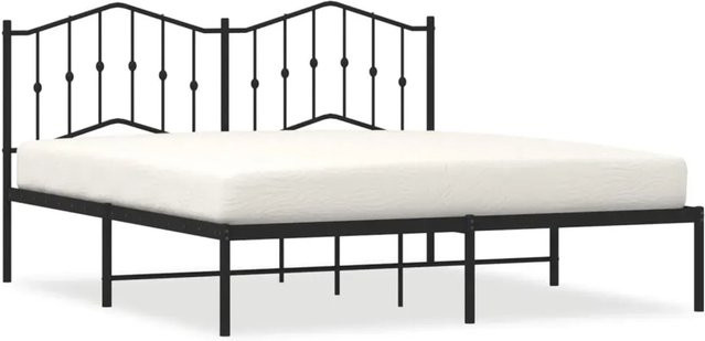 vidaXL Bettgestell aus Metall mit Kopfteil in Schwarz, B/T/H: 183 x 213 cm - Bild 1