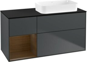 V&B Waschtischunterschrank Finion mit Wandbeleuchtung, Farbe Matt Dunkelblau, lackiert, B/T: 120 x 60 cm - Bild 1