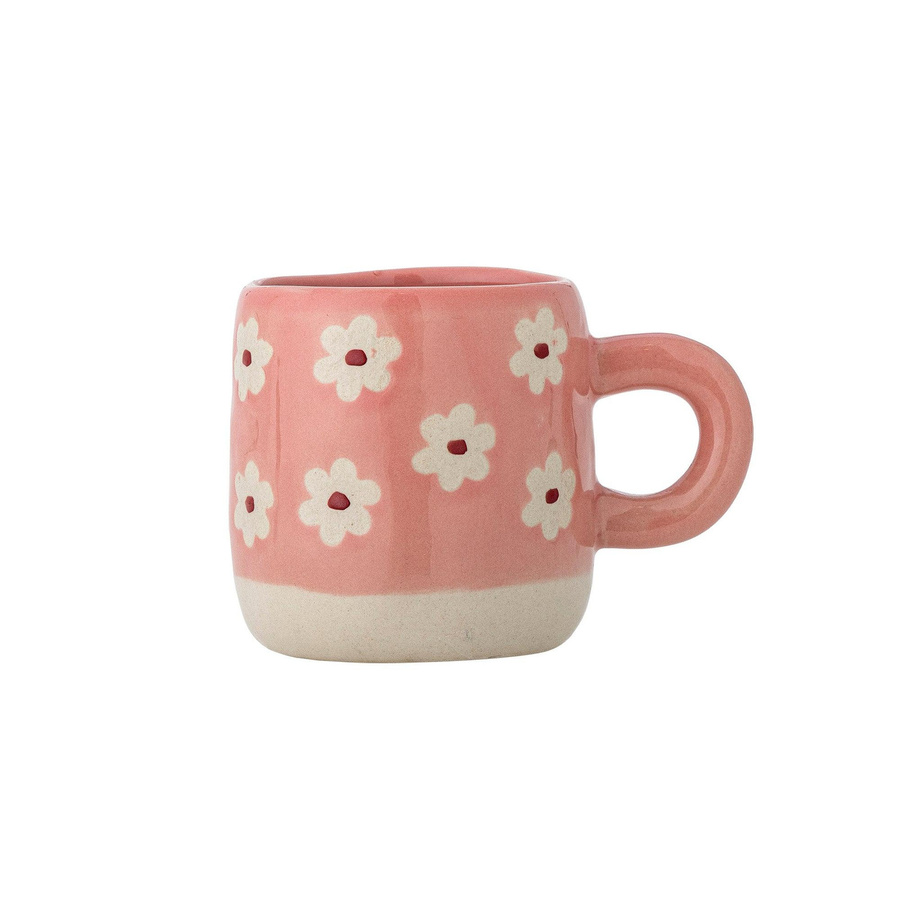 Bloomingville Millie Mini Tasse aus Steingut, rosa mit floralem Design - Bild 1