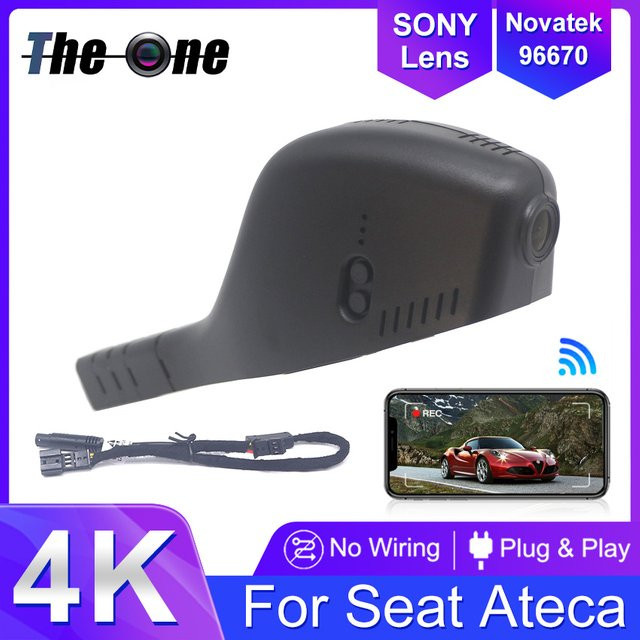 HESHECAM 4K Dash Cam mit WIFI für Seat Ateca 2018 bis 2025, Vorne und Hinten, Schwarz - Bild 1