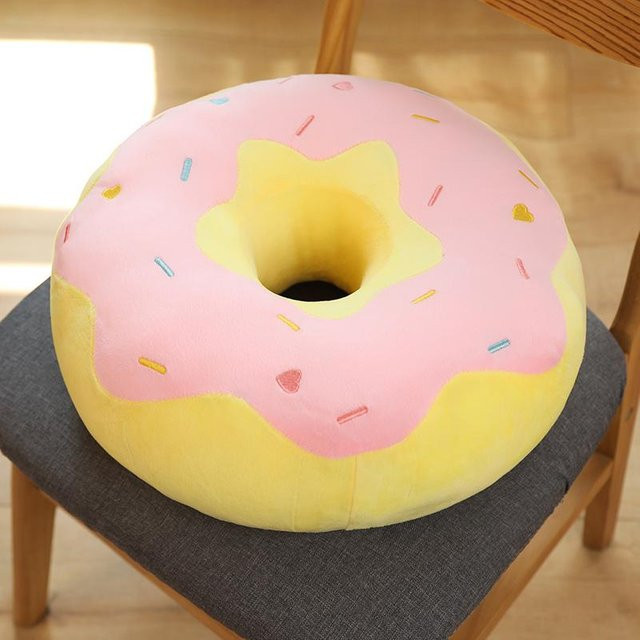 Donut Plüschkissen in Pink, weiches Ringkissen aus Polyester, Durchmesser: 58 cm - Bild 1