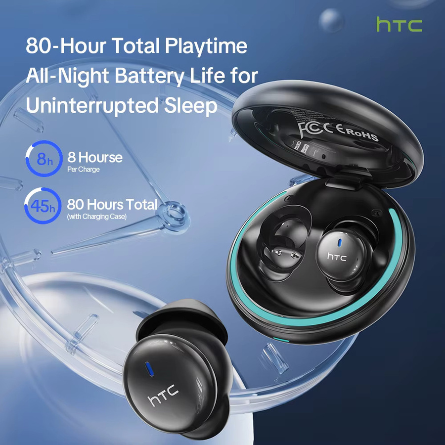 HTC NE92 Schlaf-Ohrhörer In-Ear Bluetooth Kopfhörer Schwarz mit 50 Stunden Wiedergabezeit und geringer Latenz - Bild 2