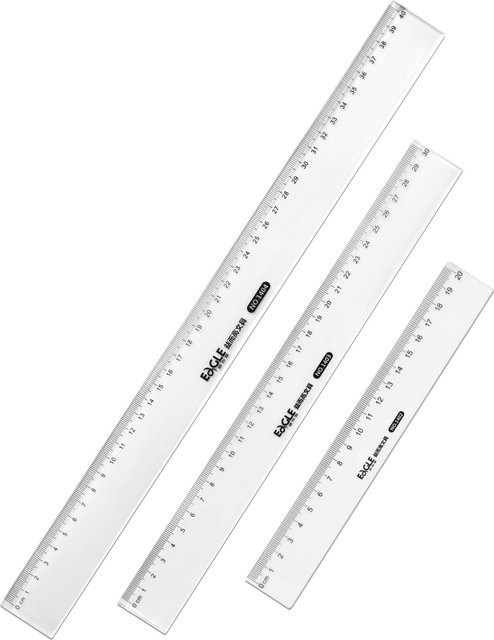 3-teiliges transparentes Lineal-Set aus Kunststoff für Schule und Büro, bruchsicher, Längen: 20 cm, 30 cm und 40 cm - Bild 1