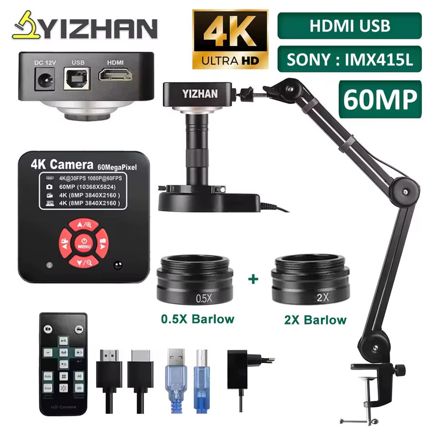 Yizhan 4K Elektronisches Digitalmikroskop mit 60MP, HDMI und USB, Videomikroskop mit flexiblem Gelenkarm in Schwarz - Bild 5