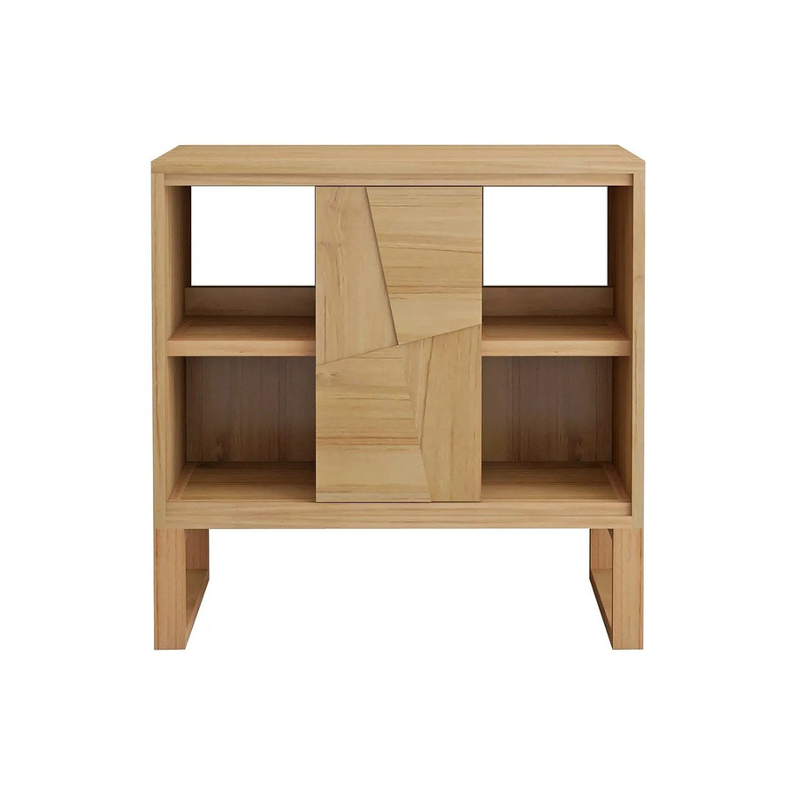 Vente-unique Waschbeckenunterschrank Mataram aus Teakholz Massivholz in Beige mit Schiebetüren Breite: 80 cm - Bild 2