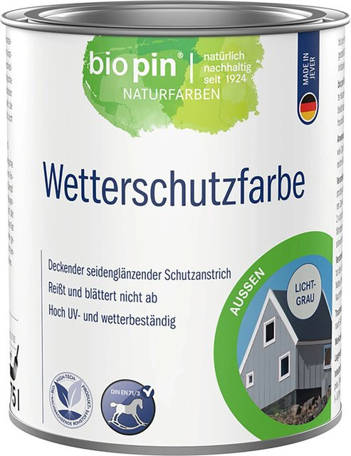Biopin Wetterschutzfarbe für Holz in Lichtgrau, 0,75 l - Bild 1