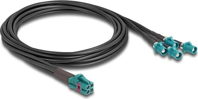 Delock Koaxialkabel für WLAN-Antennen mit 1x Fakra-Buchse und 4x Mini Fakra Z Stecker, Länge: 1 m, Schwarz - Blau - Bild 1