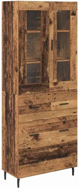 vidaXL Highboard 2-teilig aus Altholz-Optik und Glas in Braun mit Schubladen und Glasfronten - Bild 1